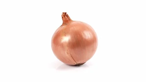 Onion spinning on white background Stock Footage 220092827