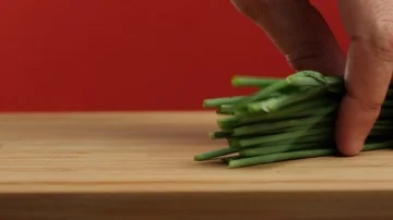 Onion Stem and Knife Stock Footage 86133140