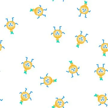 Onion vegetable character vector seamless pattern Stock Illustration