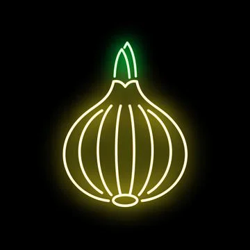 Onion vegetable neon glowing line icon sign Stock Illustration