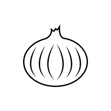 Onion vegetable vector icon outline black EPS 10. Vegetarian flat illustration Stock Illustration