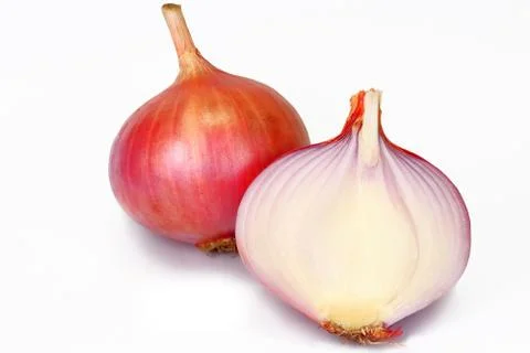 ONION WITH WHITE BACKGROUND - VEGITABLE Stock Photos