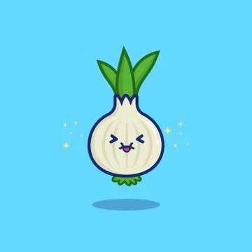 Onion white Vector Icon Illustration. Cute Vegetable. Flat Cartoon Style Suit Stock Illustration