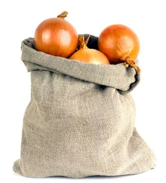 Onions in bag Stock Photos