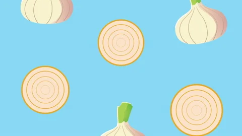 Onions fresh vegetables pattern animation Stock Footage 157116262