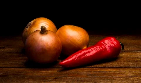 Onions &amp; pepper Stock Photos