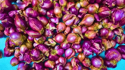 Onions on a Plate - Clockwise Direction Stock Footage 266274607