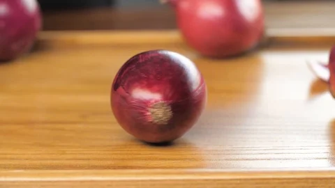 Onions on the table Stock Footage 89687873