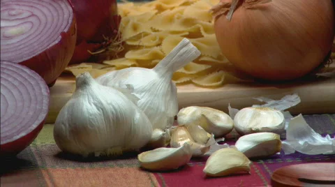 OnionsGarlicCU Stock Footage 420112