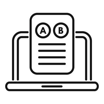 Online ab testing experiment with data analysis on laptop Stock Illustration