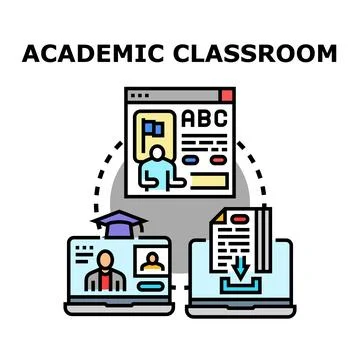 Online academic classroom presenting remote e learning concepts 스톡 일러스트