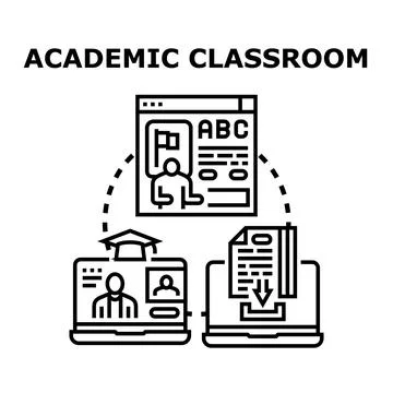 Online academic classroom presenting remote e learning concepts 스톡 일러스트