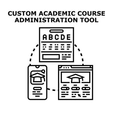 Online academic course administration system across devices Illustrazione stock