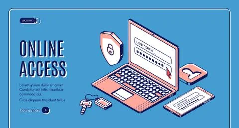 Online access login password enter page on laptop 스톡 일러스트