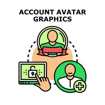 Online account avatar graphics creating and access Stock Illustration