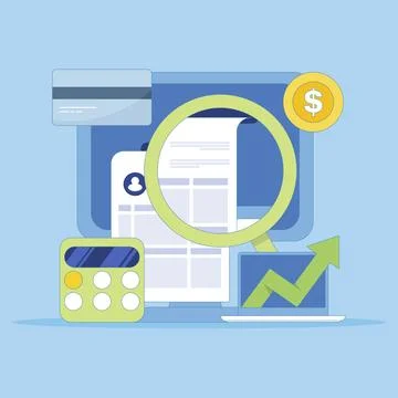 Online accounting software concept, Digital accounting, Wealth management. Ilustración de archivo