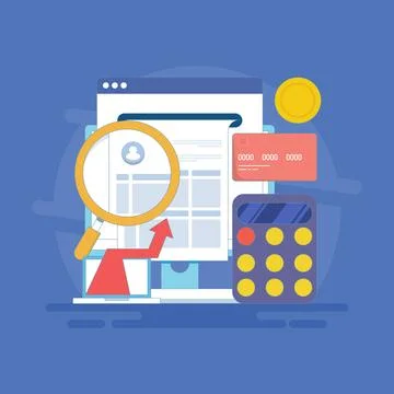 Online accounting software concept, Digital accounting, Wealth management. Stock Illustration