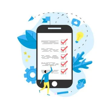 Online action plan concept on desktop monitor with businessman. Business, time m Stock Illustration