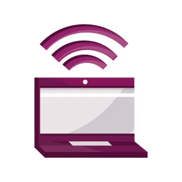 Online activities, laptop computer internet wifi connected device flat style Stockillustratie