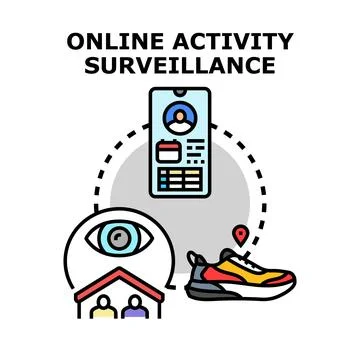 Online activity surveillance tracking user data and privacy Illustrazione stock