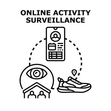 Online activity surveillance tracking user data and privacy Stock Illustration