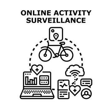 Online activity surveillance tracking user digital data Stock Illustration