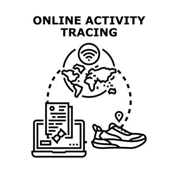 Online activity tracing tracking confidential personal data Stock Illustration