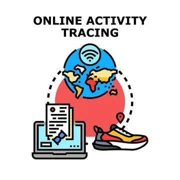 Online activity tracing tracking confidential personal data Stock Illustration