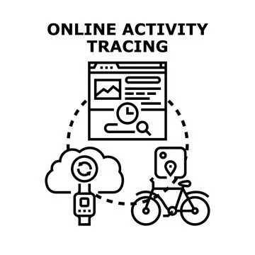 Online activity tracing tracking user data concept Stock Illustration