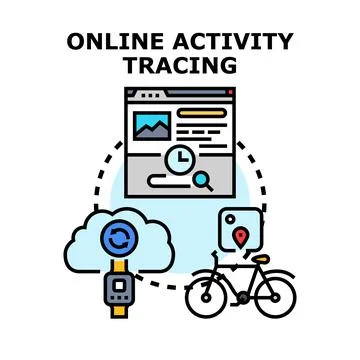Online activity tracing tracking user data concept Stock Illustration