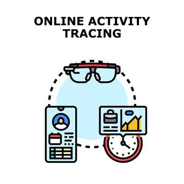 Online activity tracing user data monitoring concept Stock Illustration