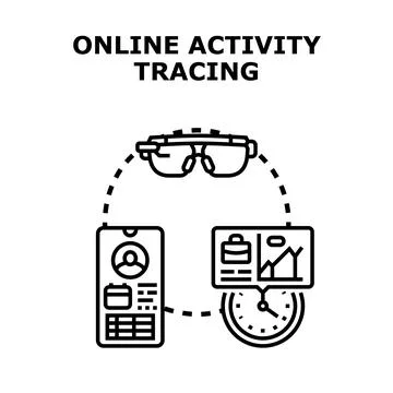 Online activity tracing user data monitoring concept Stock Illustration