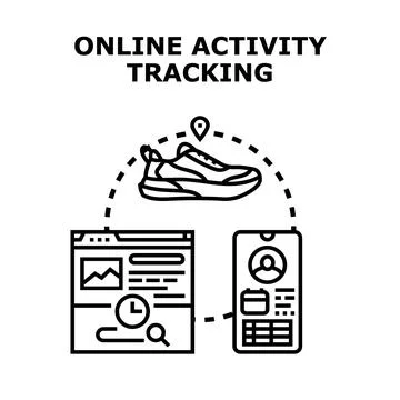 Online activity tracking personal data monitoring using apps Stock Illustration