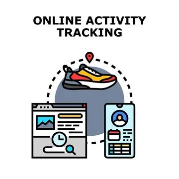 Online activity tracking personal data monitoring using apps Ilustração Stock