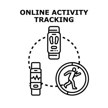 Online activity tracking wearable technology concept Stock Illustration
