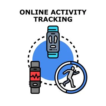 Online activity tracking wearable technology concept Ilustración de archivo
