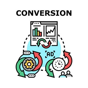 Online ad conversion rate optimizing business cycle Stock Illustration
