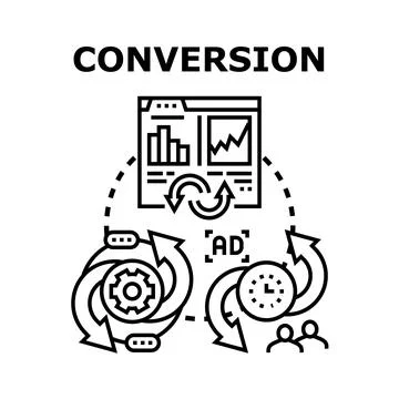 Online ad conversion rate optimizing business cycle Stock Illustration