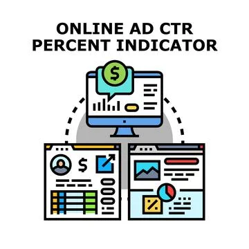 Online ad ctr percent indicator concept vector Stock Illustration