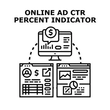 Online ad ctr percent indicator concept vector Stock Illustration