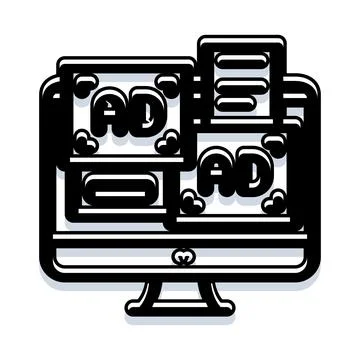 Online advertising display on desktop computer screen イラスト素材