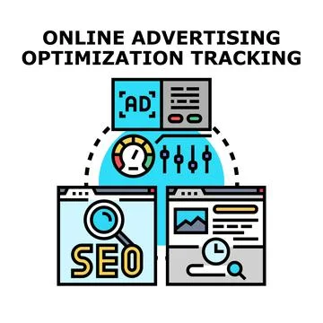 Online advertising optimization tracking measuring digital marketing success Illustrazione stock
