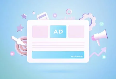 Online Advertising - Programmatic and Native ads marketing strategy concept Stock Illustration