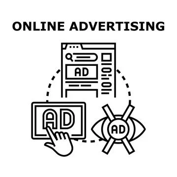Online advertising strategy blocking clicking digital ads concept Illustrazione stock