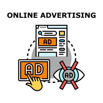 Online advertising strategy blocking clicking digital ads concept Stock Illustration