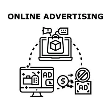 Online advertising strategy concept building digital promotion campaign Ilustración de archivo