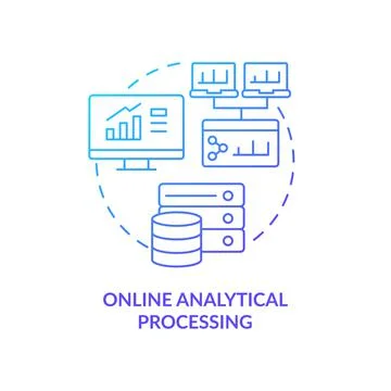 Online analytical processing blue gradient concept icon Stock Illustration