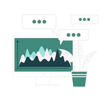 Online analytics, financial report chart, data analysis, and web development Stock Illustration
