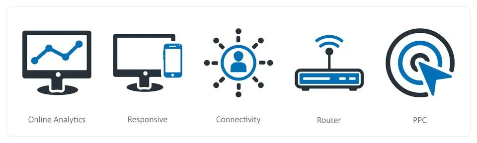 Online analytics, responsive, connectivity Stock Illustration