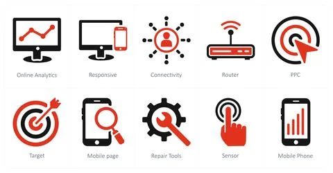 Online analytics, responsive, connectivity Stock Illustration